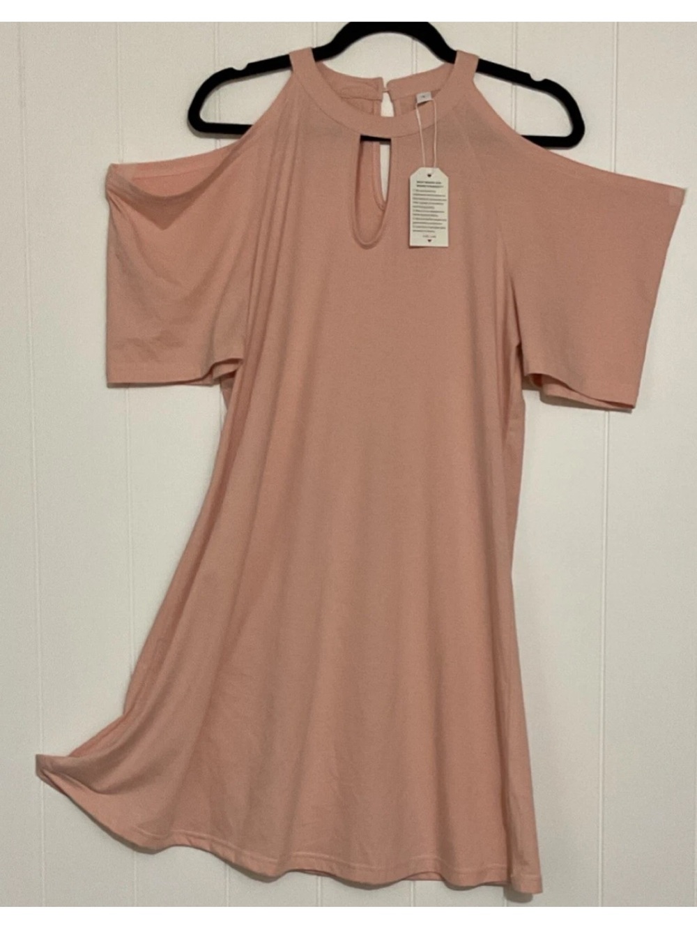 Blush Pink Keyhole Cold-Shoulder Dress
